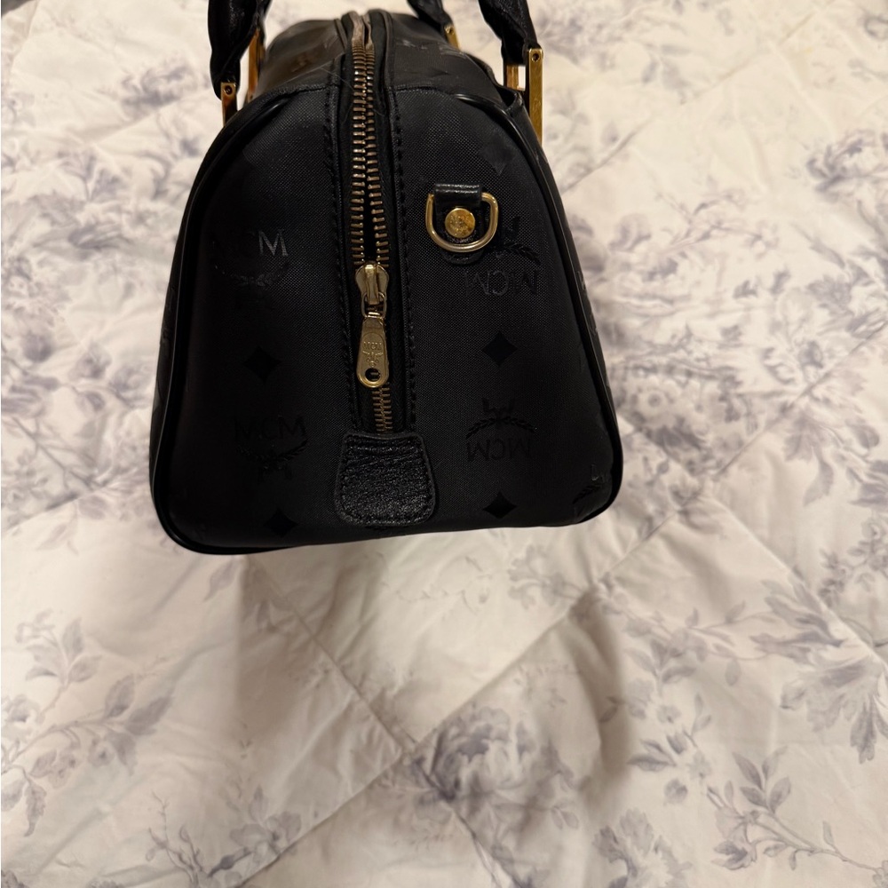 MCM Black Satchel Boston Bag with Gold Hardware - Picture 5 of 12